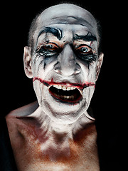 Image showing Bloody Halloween theme: crazy maniak face