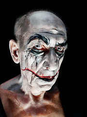 Image showing Bloody Halloween theme: crazy maniak face