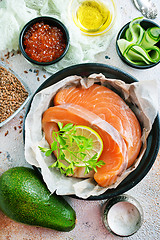 Image showing salmon with salad