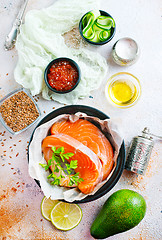 Image showing salmon with salad