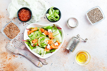 Image showing salad with salmon