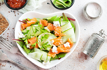 Image showing salad with salmon