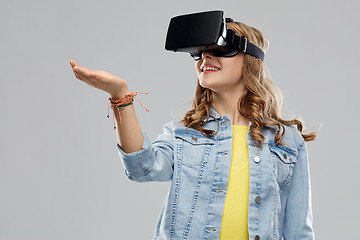 Image showing teen girl in virtual reality headset or vr glasses