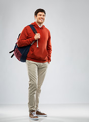 Image showing young man or student with school bag or backpack