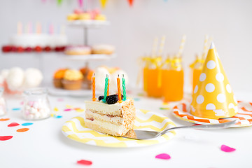 Image showing piece of cake on plate at birthday party