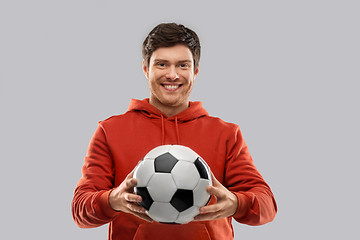 Image showing happy man or football fan with soccer ball