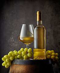 Image showing glass and bottle of wine