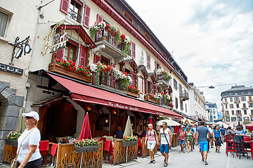 Image showing Street view of Chamonix town, France