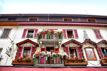 Image showing Street view of Chamonix town, France