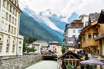 Image showing Street view of Chamonix town, France