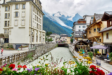 Image showing Street view of Chamonix town, France