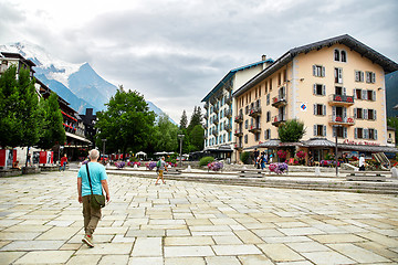 Image showing Street view of Chamonix town, France