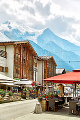 Image showing Street view of Chamonix town, France