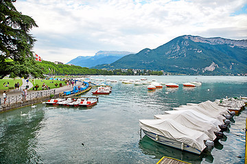 Image showing Panoramic view of Lake Annecy in France