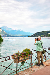 Image showing Panoramic view of Lake Annecy in France