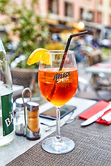 Image showing Glass of Aperol Spritz cocktail