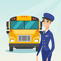 Image showing Young caucasian female school bus driver.