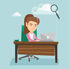 Image showing Business woman using cloud computing technologies.