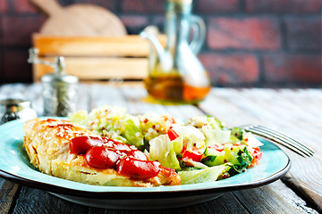 Image showing fried chicken breast and salad