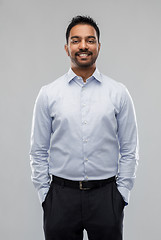 Image showing indian businessman in shirt over grey background