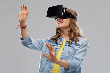 Image showing teen girl in virtual reality headset or vr glasses