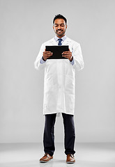 Image showing indian doctor or scientist with tablet computer