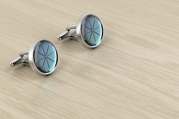 Image showing Silver cufflinks with gemstone