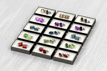 Image showing Group of different cufflinks