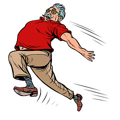 Image showing old man grandpa runs