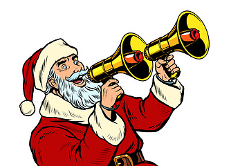 Image showing Santa Claus with a megaphone. Christmas sale