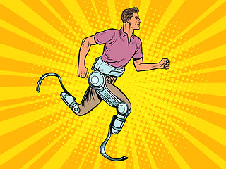 Image showing disabled man running with legs prostheses