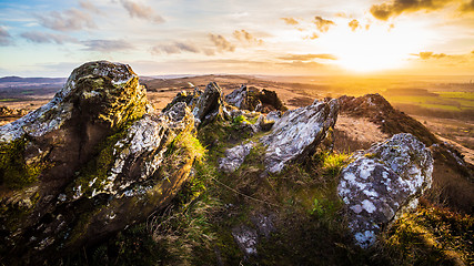 Image showing Roch Trevezel backlighted by the sunset