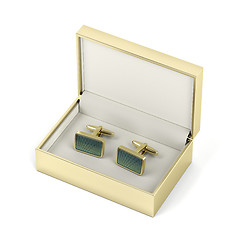 Image showing Golden box with cufflinks