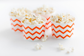 Image showing close up of popcorn in disposable paper cups