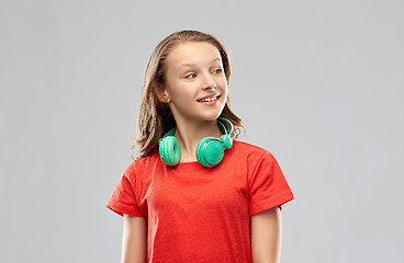 Image showing happy teenage girl with headphones