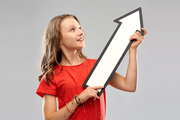 Image showing teenage girl with arrow shows north east direction