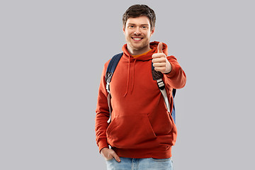 Image showing young man or student with school bag or backpack