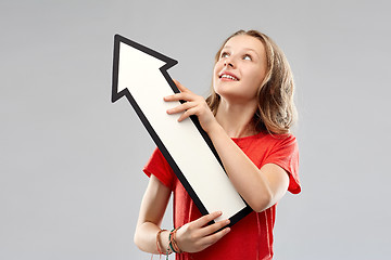 Image showing teenage girl with arrow shows north west direction