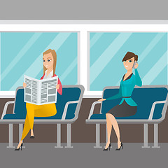 Image showing Caucasian women traveling by public transport.