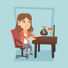 Image showing Business woman earning money from online business.