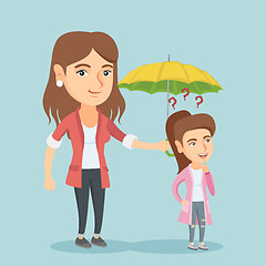 Image showing Insurance agent holding umbrella over a woman.