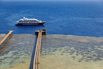 Image showing Luxury yacht parking at the pier