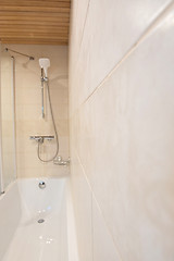 Image showing Blurred bathroom interior background in luxury apartment