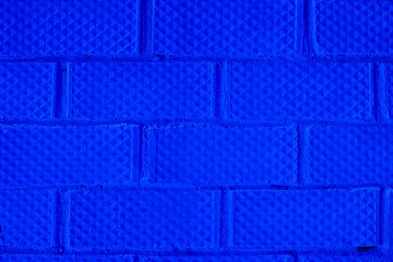 Image showing Background of brick wall pattern texture. Blue toned.