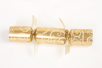 Image showing Golden christmas cracker