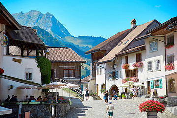 Image showing Street view of Old Town Gruyere