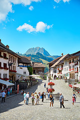 Image showing Street view of Old Town Gruyere