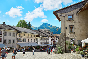 Image showing Street view of Old Town Gruyere