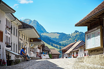 Image showing Street view of Old Town Gruyere