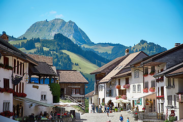 Image showing Street view of Old Town Gruyere